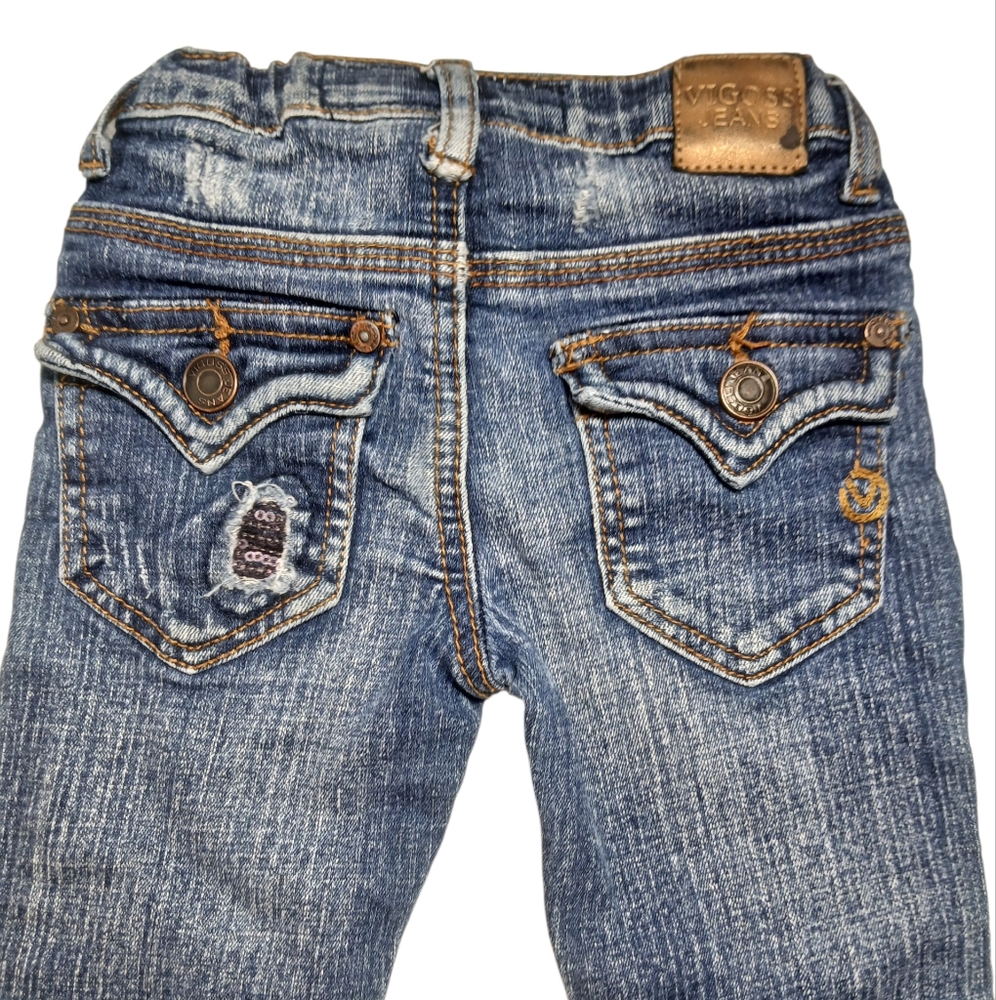 Vigoss Size 4 Girls Bling Embellished Sequins Skinny Jeans